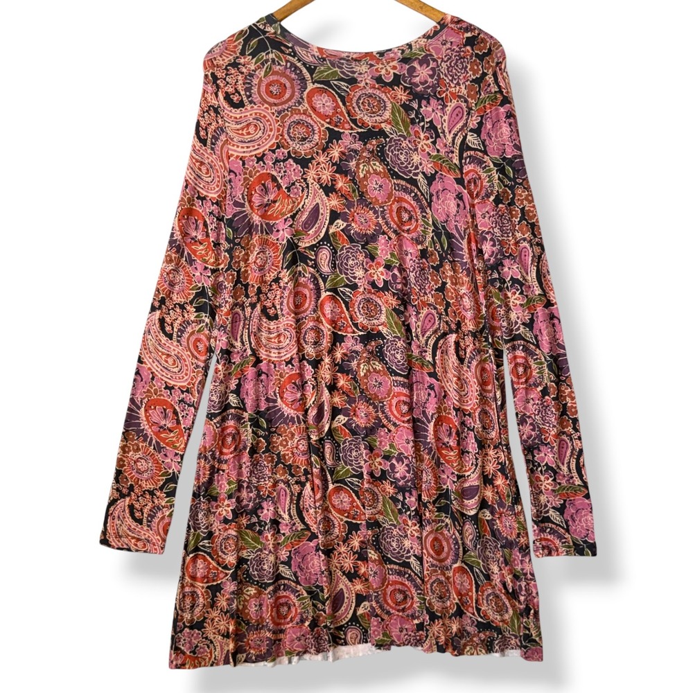 NEW Natural Life Swing Dress M Floral Boho Paisley Cottagecore Teacher Stretch